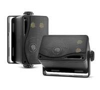 Pyle Outdoor Marine Speakers - 200W Waterproof 3-Way Wall-Mounted Pair, 9cm Black Weatherproof Speaker Boxes for Boat, Patio, Garden, Pool or Deck Use