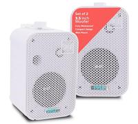 Pyle Outdoor Speakers, 3.5 Inch Weatherproof Wall Mount Pair, White | 300W Peak Power, Marine Grade Build for Boat, Patio, Pool & Deck, Passive Wired Design with Bass Reflex