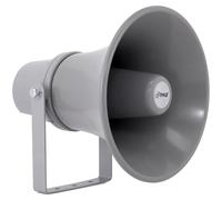 Pyle Indoor Outdoor PA Horn Speaker - 9.7 Inch 20-Watt Power Compact Loud Sound Megaphone w/ 400Hz-5KHz Frequency, 8 Ohm, 70V Transformer, Mounting Bracket, For 70V Audio System - (Gray)