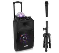 Pyle Party Box, Bluetooth Speaker Large, 700 W Boombox with Rechargeable Batteries and Mic Set, Portable Music Box, Karaoke Box with Coloured LED, PA System with USB, SD, FM, BT, AUX, Handle and