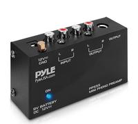 Pyle Phono Preamp for Turntable & Record Player, Mini Audio Stereo Amplifier with 9V Battery, RCA Input & Output, Low-Noise, 12V DC Power Adapter