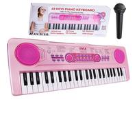Pyle PKBRD4912PK PKBRD4912PK Electric Keyboard Portable 49 Keys Music Karaoke Piano 100 Melodies/Rhythms 50 Demo Rechargeable Battery Wired Microphone for Beginners Adults