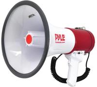 Pyle PMP52BT Bluetooth Megaphone Bullhorn with AUX Input and Built-In USB Flash, White/Red