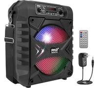 Pyle, Portable Bluetooth PA Speaker System - 300W Rechargeable Party Speaker, w/ 8” Subwoofer, AUX, Microphone in, Party Lights, MP3/USB, Radio, Remote Controller, Easily Portable with Handles & Strap
