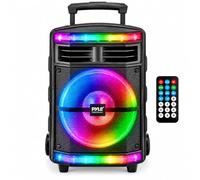 Pyle Portable Bluetooth PA Speaker System - 600W Bluetooth Speaker Portable PA System w/Rechargeable Battery 1/4" Microphone In, Party Lights, MP3/USB SD Card Reader, Rolling Wheels