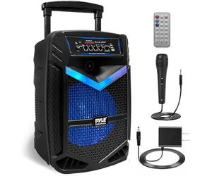 Pyle Portable Bluetooth PA Speaker System, 800W Rechargeable Outdoor Karaoke Machine with 30cm Subwoofer, 2.5cm Tweeter, Wireless Bluetooth Speaker with Microphone