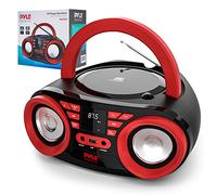 Pyle Portable CD Player Bluetooth Boombox Speaker - AM/FM Stereo Radio & High Quality Audio Sound, Supports CD-R-RW/MP3/WMA, USB, AUX, Headphone, LED Display, AC/Battery Powered, Red Black - PHCD22