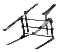 Pyle Portable Dual Laptop Stand, Universal Standing Table with Adjustable Height, Ergonomic Design & Anti-Slip Prongs for DJ Mixer/Sound