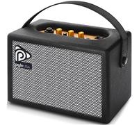 Pyle Portable Electric Guitar Amplifier - 5'' High-Definition Speaker with Volume, Bass, and Treble Controls | Lightweight Plywood, Gold Plate, and Leather Coating (Black)