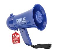 Pyle Portable Megaphone - Battery Operated Horn Loudspeaker with Siren, Built-in Dynamic Microphone Speaker, Adjustable Volume Control, Talk, and Siren Switch (Navy Blue)