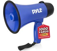 Pyle Portable Megaphone Speaker Siren Bullhorn, Compact and Battery Operated with 20 Watt Power, 2 Modes, PA Sound and Foldable Handle for Cheerleading, Sports, Police, Kids & More- Blue