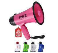 Pyle Portable Megaphone Speaker Siren Bullhorn - Compact and Battery Operated with 20 Watt Power, Microphone, 2 Modes, PA Sound and Foldable Handle for Sports, Cheerleading, Police, Kids & More (Pink)