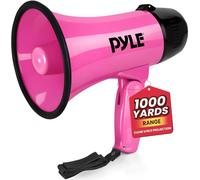 Pyle Portable Megaphone Speaker Siren Bullhorn, Compact, Battery Operated, 20 Watt Power, Microphone, 2 Modes, PA Sound, Sports, Cheerleading, Police, Kids, Pink, 5 Inch Display, 1 Count