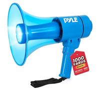 Pyle Portable PA Megaphone with Alarm Siren & Adjustable Volume - 40 Watt Handheld Lightweight Marine Grade Waterproof Bullhorn - AA Battery Powered for Indoor Outdoor Use