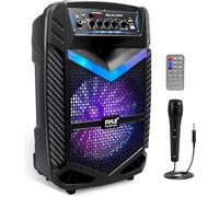 Pyle, Portable PA Speaker, Bluetooth- Loudspeakers, 600W Rechargeable w/ 10” Subwoofer 1” Tweeter, Pa System w/Wireless Microphone, Dj Speakers, w/Recording Function/Mic Input/Lights/USB/SD/Radio