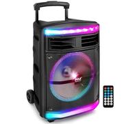 Pyle, Portable PA Speaker, Bluetooth- Loudspeakers, with Rolling Wheels, 600W Rechargeable Battery, Portable Pa System, DJ Speakers, Powerful Loudspeaker with Party Lights, MP3/USB/SD Card Reader