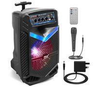 Pyle, Portable PA System, Active Speakers, Powered Speakers -400W Rechargeable Outdoor Bluetooth Speaker- w/ 18” Subwoofer 1” Tweeter, Microphone and Speaker, PartyBox Lights, Recording, USB/SD/Radio