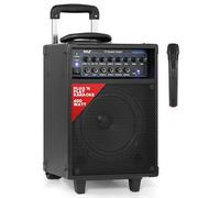 Pyle Portable PA System Speaker with Microphone 400W 8 Inch Black - Karaoke Bluetooth Party Speaker with Wireless Mic, Rechargeable Battery for Events DJ Use
