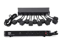 Pyle Power Strip, Multiple Socket with Rack Mounting, Power Strip Surge Protection, 5 m, 3 Sockets with Switch, 12 Fixed Wired Multiple Plugs & USB Distributor, Power Strip, Black