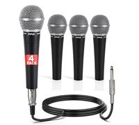 Pyle Professional Dynamic Microphone - 4-Pack Unidirectional Handheld Mic with Built-in Pop Filter, High Signal Output, 15 ft. XLR Audio Cable, Ideal for Stage, Karaoke & Studio Performances