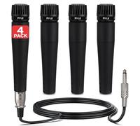 Pyle Professional Dynamic Microphone - 4-Pack Unidirectional Handheld Moving Coil Mic with Built-in Pop Filter, 15 ft. XLR Audio Cable, Ideal for Stage, Karaoke & Studio Performances