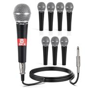 Pyle Professional Dynamic Microphone - 8-Pack Unidirectional Handheld Mic with Built-in Pop Filter, High Signal Output, 15 ft. XLR Audio Cable, Ideal for Stage, Karaoke & Studio Performances