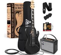 Pyle Prog Rock EG Series Electric Guitar with Amp Kit, 39" Full Size with Dual Humbucker Pickups, Low Profile Neck and Solid Paulownia Body, Premium Accessory Kit Included (Black Gloss)