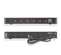 Pyle Rack Mount Power Strip, 6 Outlet PDU, 1U 13A Surge Protected Extension Lead for Server Rack, Studio, Home and Office