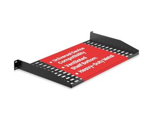 Pyle Rack Shelf 48cm, 1U Vented Cantilever Tray for Desk Cable Management, Under Desk Cable Tray, PC Holder, Wire Organiser, Home Cloud Storage, Black Steel Mount Stand