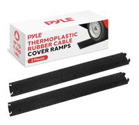 Pyle Ramp-1 Channel Rubber Floor Cord Concealer-Heavy Duty Cable Protector Wire/Hose/Pipe Hider Driveway Protective Covering Armor PCBLCO101X2 (Pair), Black