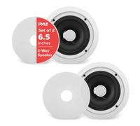 Pyle Recessed Ceiling Speaker, 250 W Ceiling Speaker, 16.5 cm Built-in Speaker, Wall Speaker, Flat Loudspeaker, 2-Way Speaker, Tweeter Speaker, Mounting System, Round, White