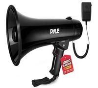 Pyle Rechargeable Megaphone Speaker 50W, Loud Bullhorn with Siren, Adjustable Volume, Handheld Portable Mega Phone for Coaches, Teachers, Events, Sports, and Outdoor Use