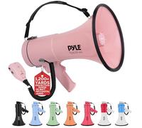 Pyle 50W Megaphone Bullhorn - Portable, Automatic Siren & Adjustable Volume, Projection Range Up to 1200 Square Yards, Aux Input, Talk, Siren, Music, Whistle, & Record, Shoulder Strap (Black)