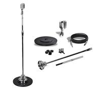 Pyle Retro Microphone and Stand, Classic Dynamic Vintage Style Professional Unidirectional Audio Vocal Performance Mic w/Adjustable Height Stand, Cardioid XLR Cable w/Swing Stand for Stage/Studio
