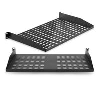 Pyle Shelves - Set of 2 19 Inch 1U Rack Shelves - Vented Rack Base for Network Cabinet and Server Cabinet, Patch Panel and Network Equipment Shelf, Steel Rack Shelf, 50 kg Load Capacity