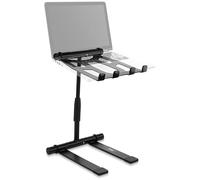 Pyle Laptop Stand for Desk, Ergonomic Foldable Laptop Riser for Desk, Angle/Height Adjustable Laptop Stand, Portable Dj Lap Top Stand, 4 Prong Anti-Slip Tray for iPad, Tablet, MacBook, DJ Mixer- Black