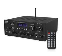 Pyle Stereo Amplifier Audio Receiver with Remote Control - Bluetooth Streaming, MP3/USB/SD/FM Radio, 2.0 Channel HiFi Sound System with RCA/Aux Inputs, Microphone & Headphone Jacks, Adjustable Bass