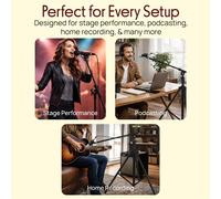Pyle Tripod Microphone Stand, Heavy Duty Mic Stand with Stable Tripod