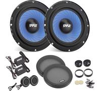 Pyle Two-Way Component Speaker System - One Pair 6.5" Two-Way Component Kit, Non-Fatiguing Butyl Rubber Surround, 360 Watts w/ 4 Ohm Impedance and 1" High-Temperature ASV Voice Coil - PL650CBL