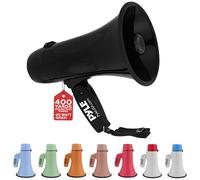 Pyle Unisex Pmpra213bk Lightweight And Portable Bullhorn Megaphone, Aux (3.5mm) Input For MP3/Music, Automatic Siren, 20-Watt, MIC/TALK (Black), Black