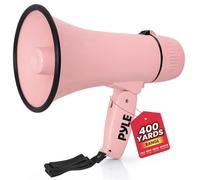 Pyle Unisex Pmpra213bk Lightweight And Portable Bullhorn Megaphone, Aux (3.5mm) Input For MP3/Music, Automatic Siren, 20-Watt, MIC/TALK (Pink), Pink