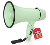 Pyle Unisex Pmpra213bk Lightweight And Portable Bullhorn Megaphone, Aux (3.5mm) Input For MP3/Music, Automatic Siren, 20-Watt, MIC/TALK (Green), Green