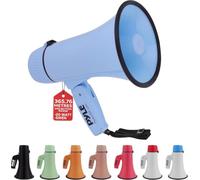 Pyle Unisex Pmpra213bk Lightweight And Portable Bullhorn Megaphone, Aux (3.5mm) Input For MP3/Music, Automatic Siren, 20-Watt, MIC/TALK (Blue), Blue