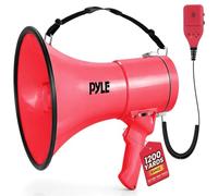 Pyle Unisex Pmpra514bk Lightweight And Portable Bullhorn Megaphone, Aux (3.5mm) Input For MP3/Music, Automatic Siren, 50-Watt, MIC/TALK (Red), Red