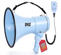 Pyle Unisex Pmpra514bk Lightweight And Portable Bullhorn Megaphone, Aux (3.5mm) Input For MP3/Music, Automatic Siren, 50-Watt, MIC/TALK (Blue), Blue