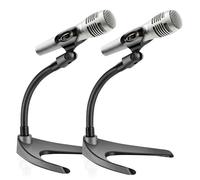Pyle Universal Adjustable Desktop Microphone Stand - Tabletop Mic Holder Low Profile Mic Stand w/Flexible 8.2'' Gooseneck Mount & U Shape Base - Table Tops, Desk, Podium, Counter Use PMKS8X2 (Pair)
