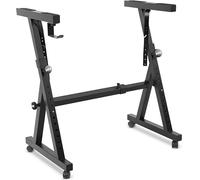 Pyle Universal Electronic Black Heavy-Duty Z Style Keyboard Organ Holder Rack Portable Piano Stand W/Adjustable Height and Width, Locking Wheels