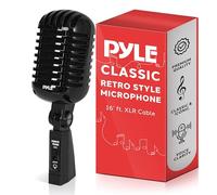 Pyle Vintage Dynamic Microphone, Retro Microphones, Classic Old Style Vocal Mics, Unidirectional Cardioid Mic w/ XLR Cable, Universal Stand Compatible for Live Performance, Studio Recording, Podcast