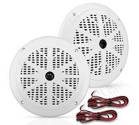Pyle Waterproof Marine Speakers, 2-Way Boat Audio, 1 Pair, White, 6.5"