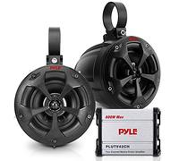 Pyle Waterproof Off-Road Speakers with Amplifier - 4 Inch 800W 2-Channel Marine Grade Waketower Speakers System Full Range Outdoor Audio Stereo Speaker for ATV, UTV, Quad, Jeep, Boat PLUTV42CH